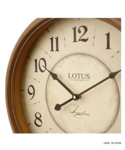 ساعت دیواری چوبی گرد قهوه ای لوتوس مدل BROOKLINE
