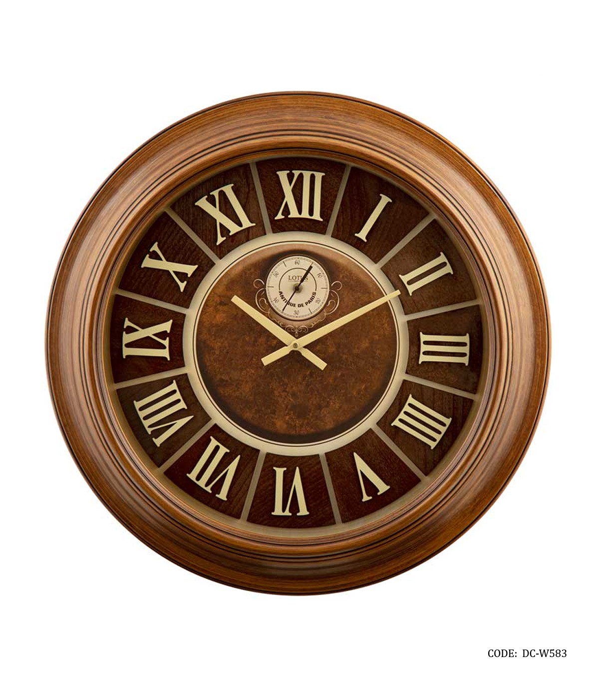 ساعت گرد دیواری بدنه چوبی لوتوس مدل JASPER