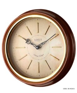 ساعت دیواری چوبی گرد رینگ طلایی لوتوس مدل HERFORD