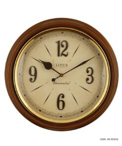 ساعت دیواری چوبی گرد رینگ فلزی لوتوس مدل HAGEN