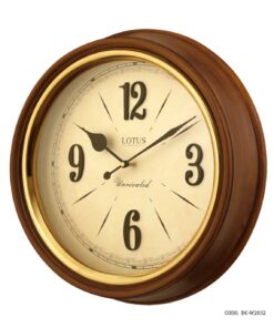 ساعت دیواری چوبی گرد رینگ فلزی لوتوس مدل HAGEN