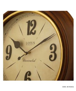 ساعت دیواری چوبی گرد رینگ فلزی لوتوس مدل HAGEN