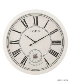 ساعت دیواری سفید چوبی گرد بزرگ لوتوس مدل BROOKLINE