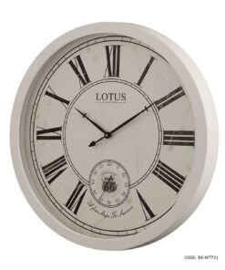 ساعت دیواری سفید چوبی گرد بزرگ لوتوس مدل BROOKLINE