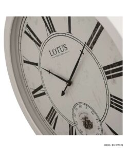 ساعت دیواری سفید چوبی گرد بزرگ لوتوس مدل BROOKLINE