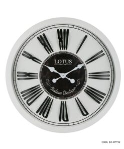 ساعت دیواری سفید چوبی گرد بزرگ لوتوس مدل LOWELL