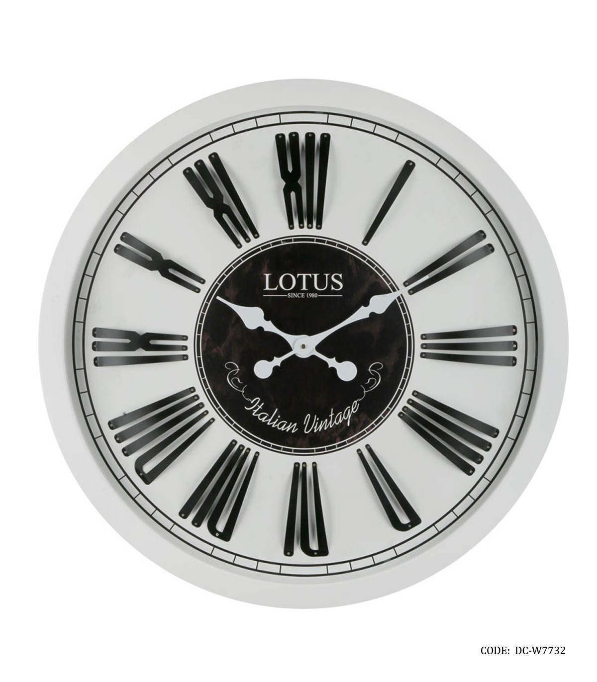 ساعت دیواری سفید چوبی گرد بزرگ لوتوس مدل LOWELL