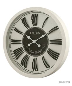 ساعت دیواری سفید چوبی گرد بزرگ لوتوس مدل LOWELL