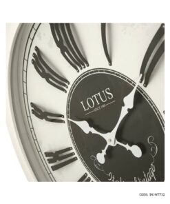 ساعت دیواری سفید چوبی گرد بزرگ لوتوس مدل LOWELL