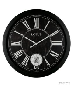 ساعت دیواری بزرگ چوبی مشکی گرد لوتوس مدل DAVIE