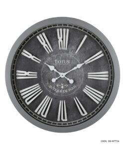 ساعت دیواری بزرگ چوبی طوسی لوتوس مدل GONZALES