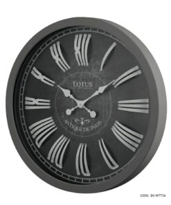 ساعت دیواری بزرگ چوبی طوسی لوتوس مدل GONZALES