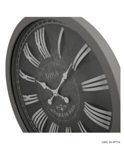 ساعت دیواری بزرگ چوبی طوسی لوتوس مدل GONZALES