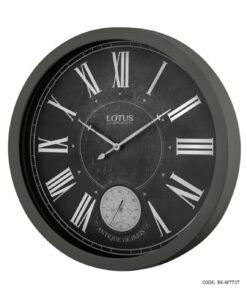 ساعت دیواری چوبی طوسی بزرگ لوتوس مدل GARDENA