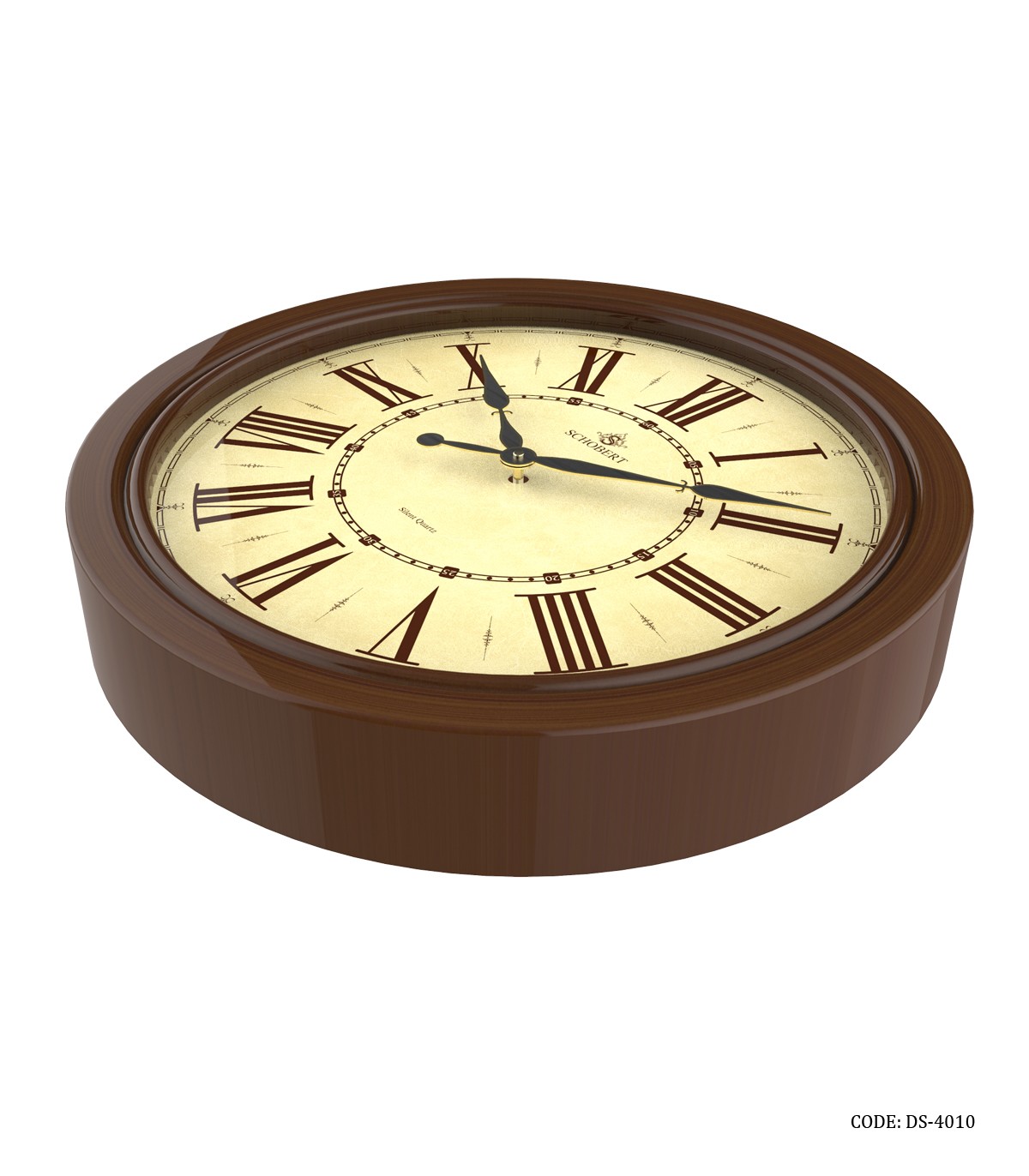 ساعت دیواری چوبی کوچک قهوه ای شوبرت مدل 4110