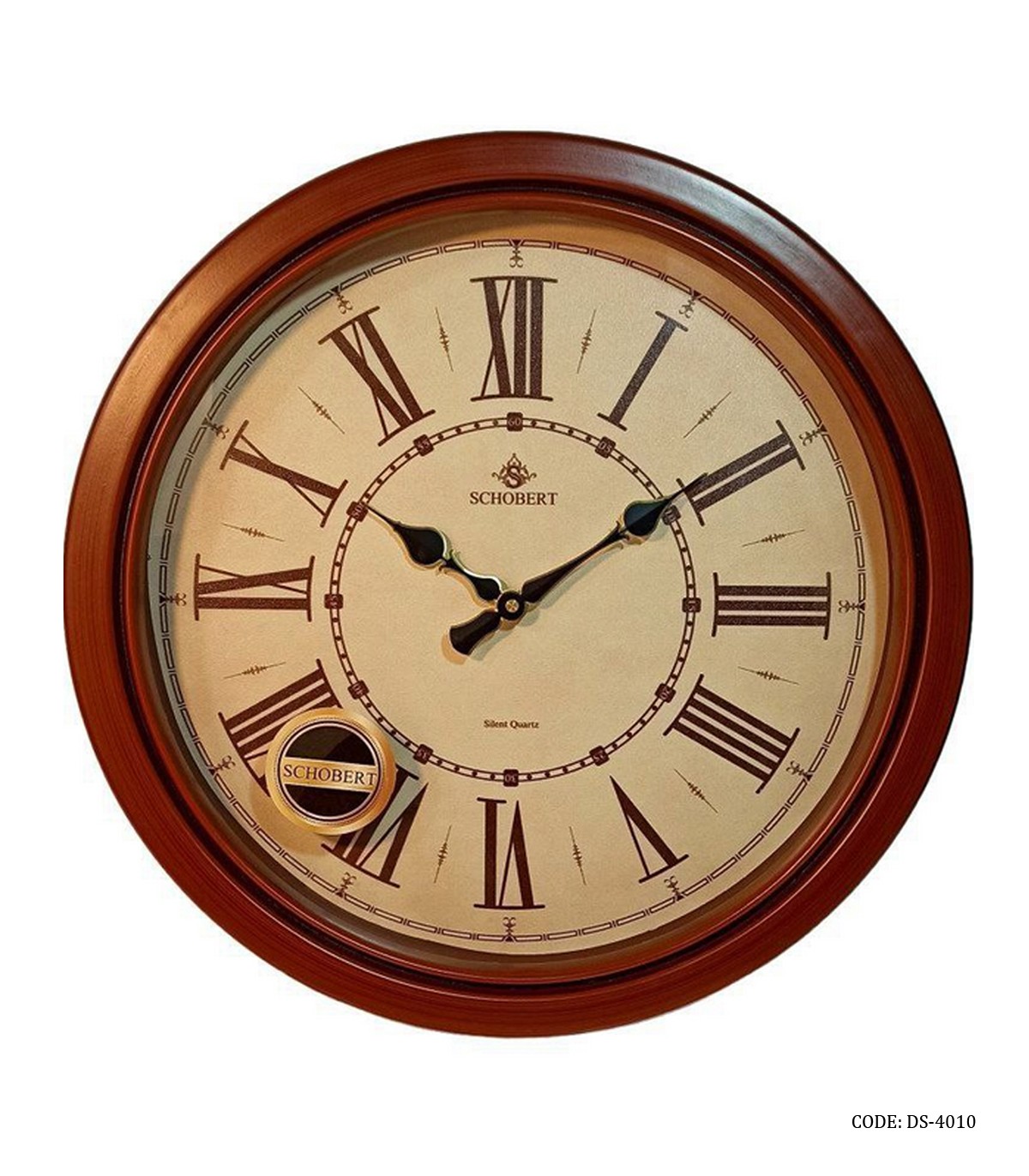 ساعت دیواری چوبی کوچک قهوه ای شوبرت مدل 4110