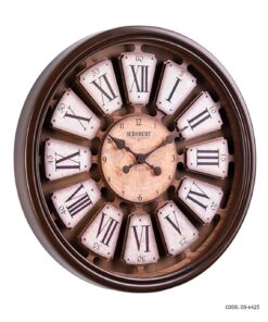 ساعت دیواری چوبی گرد قهوه ای اعداد برجسته شوبرت مدل 6425