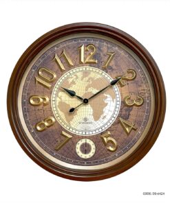 ساعت دیواری گرد چوبی اعداد طلایی شوبرت مدل 6424