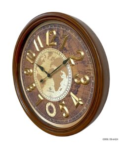 ساعت دیواری گرد چوبی اعداد طلایی شوبرت مدل 6424