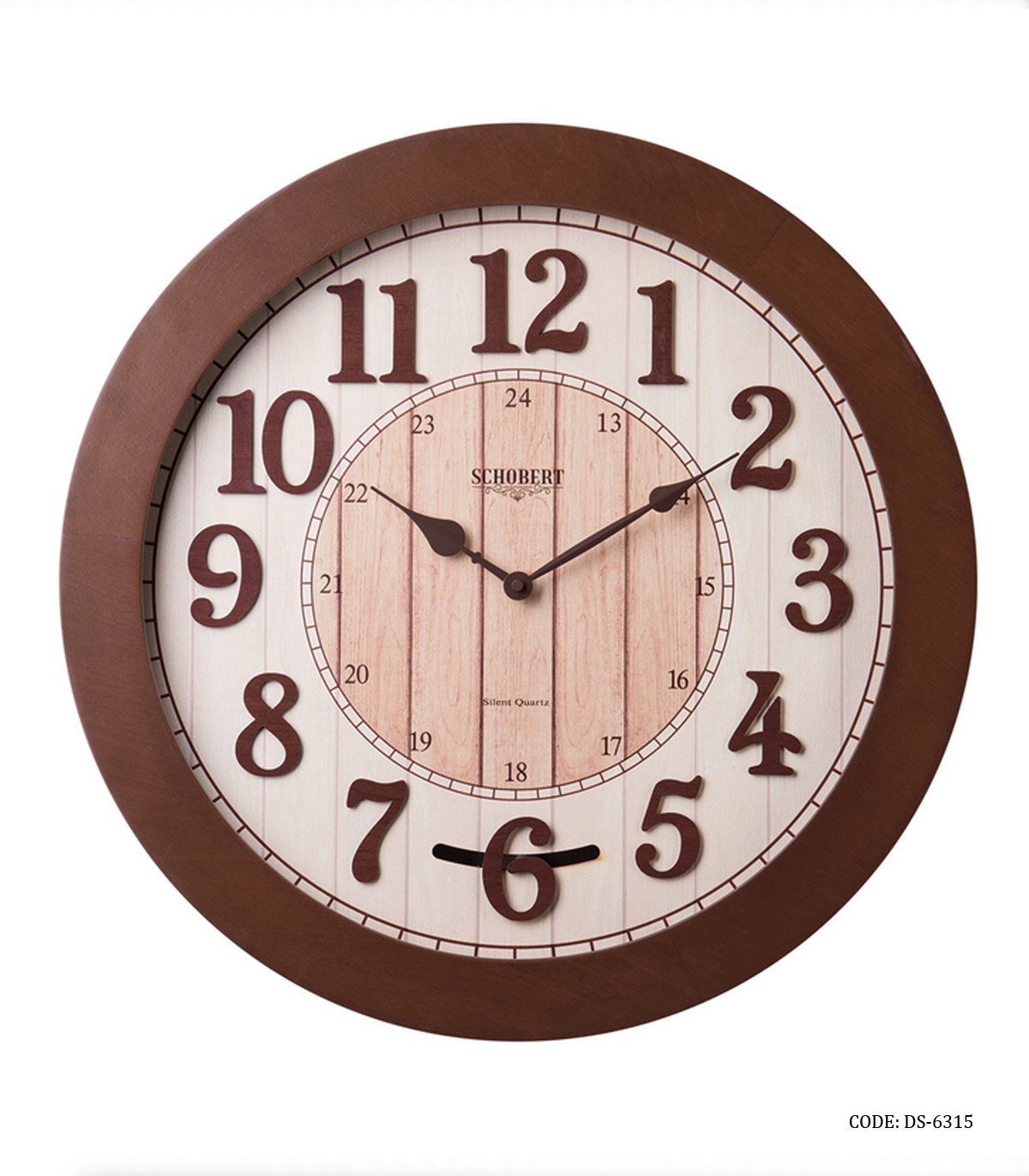ساعت دیواری گرد چوبی پاندولی شوبرت مدل 6315
