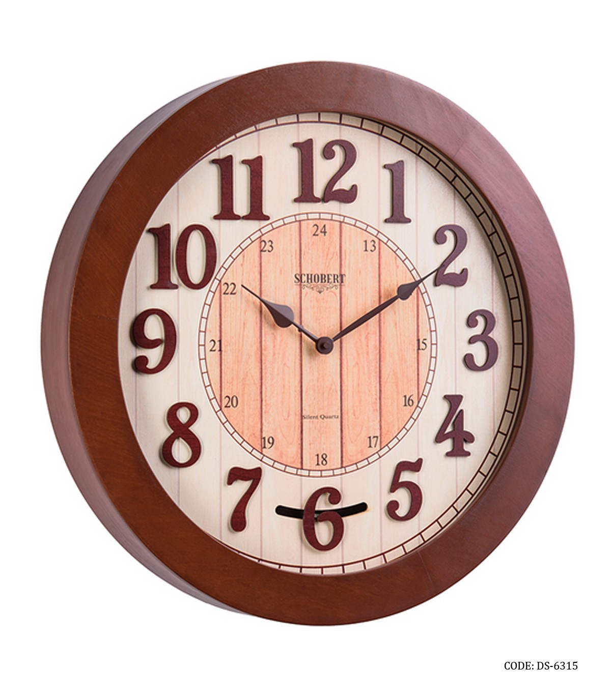ساعت دیواری گرد چوبی پاندولی شوبرت مدل 6315