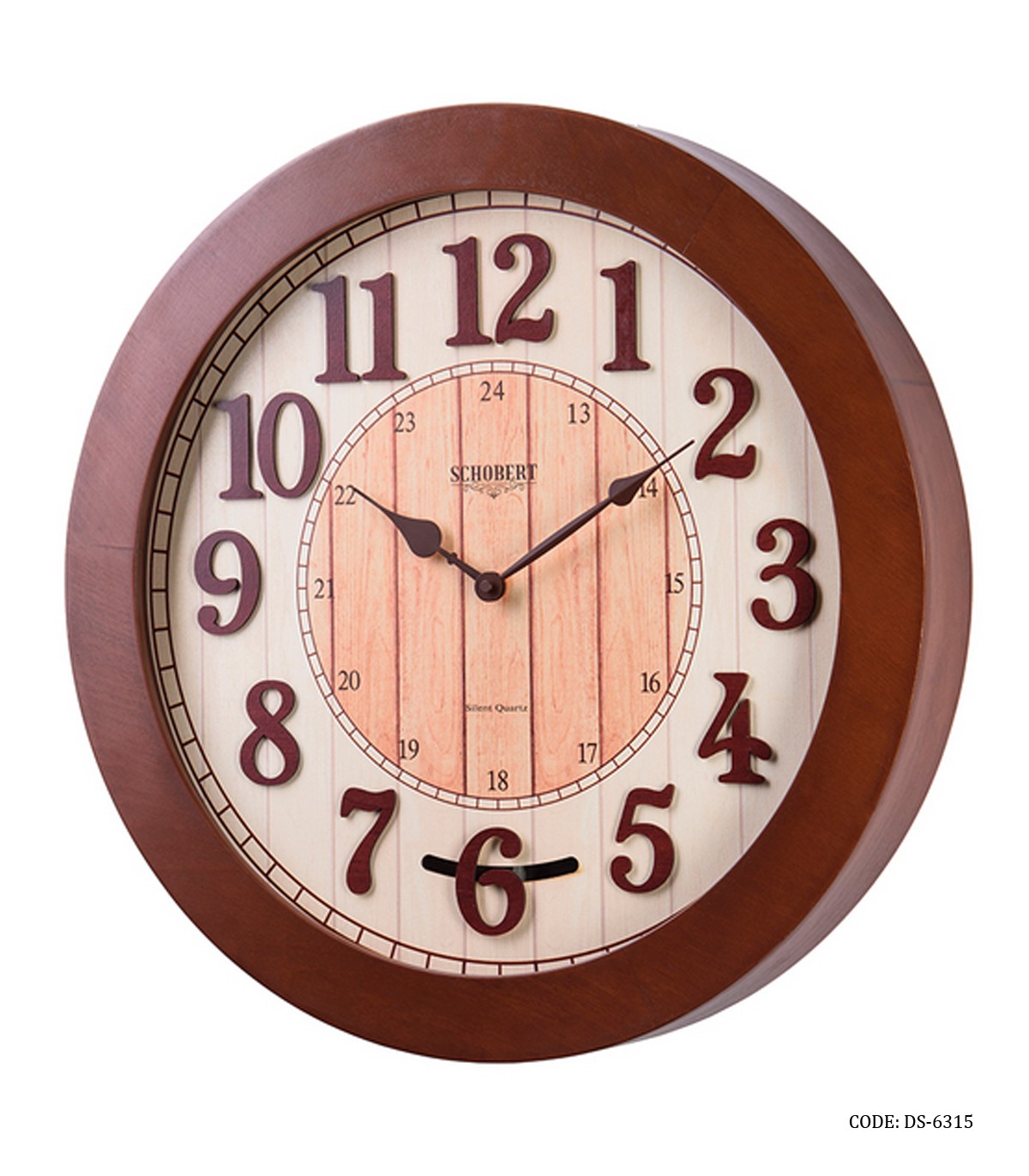 ساعت دیواری گرد چوبی پاندولی شوبرت مدل 6315