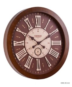 ساعت دیواری چوبی گرد اعداد رومی شوبرت مدل 6121