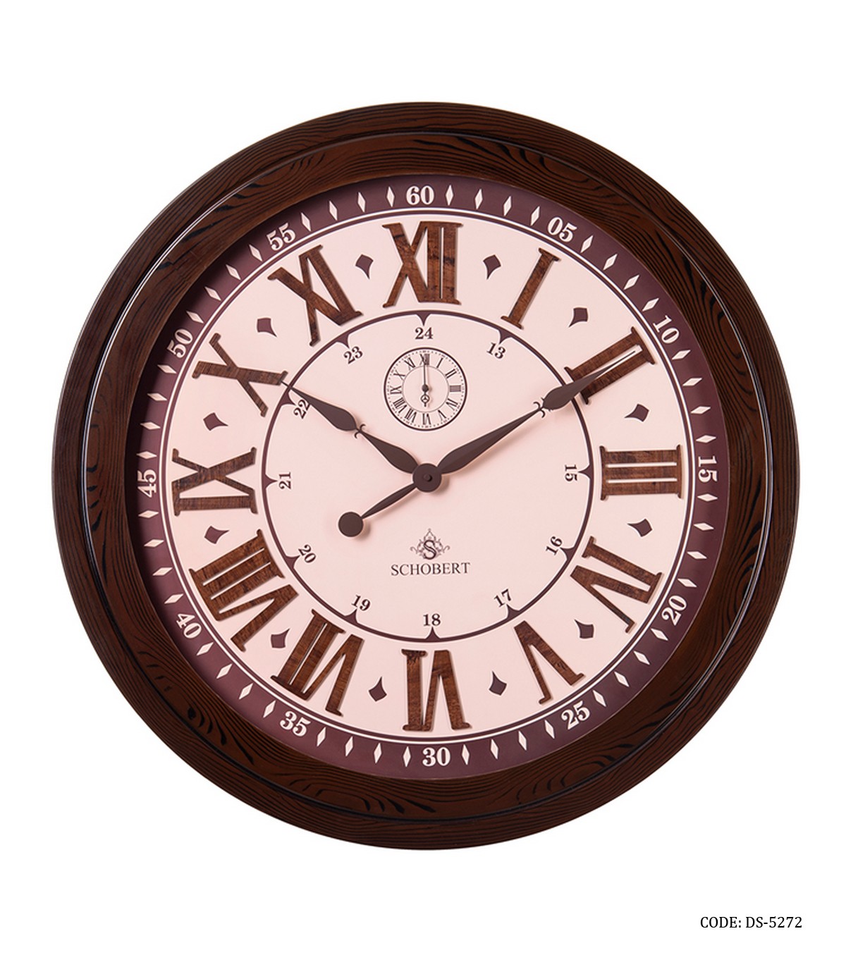 ساعت دیواری گرد بزرگ قاب پلاستیکی شوبرت مدل 5272