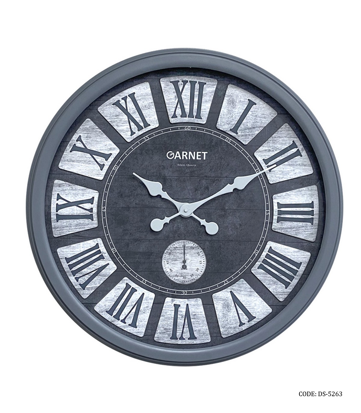 ساعت دیواری طوسی قاب پلاستیکی گارنت مدل 5263