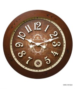 ساعت دیواری گرد قهوه ای قاب پلاستیکی شوبرت مدل 5221