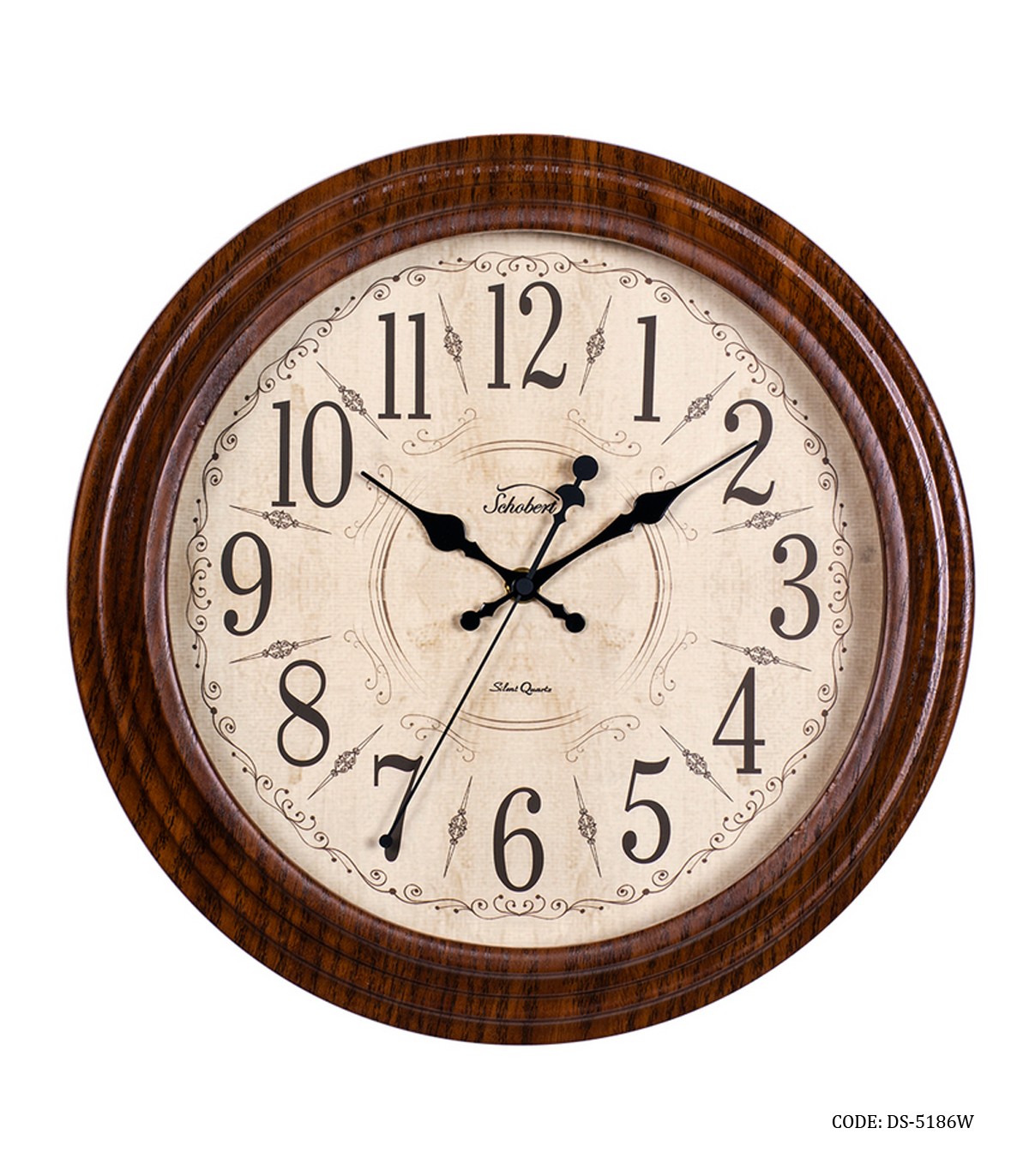 ساعت دیواری چوبی گرد کوچک شوبرت مدل 5186