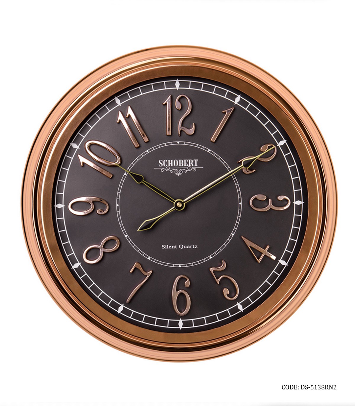 ساعت دیواری گرد فلزی رزگلد شوبرت مدل 5138