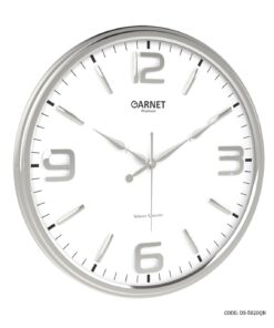 ساعت دیواری گرد سیلور قاب پلاستیکی گارنت مدل 5020