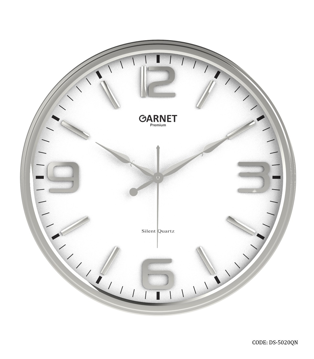 ساعت دیواری گرد سیلور قاب پلاستیکی گارنت مدل 5020