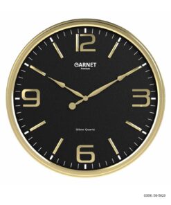 ساعت دیواری مشکی اعداد برجسته قاب پلاستیکی گارنت مدل 5021