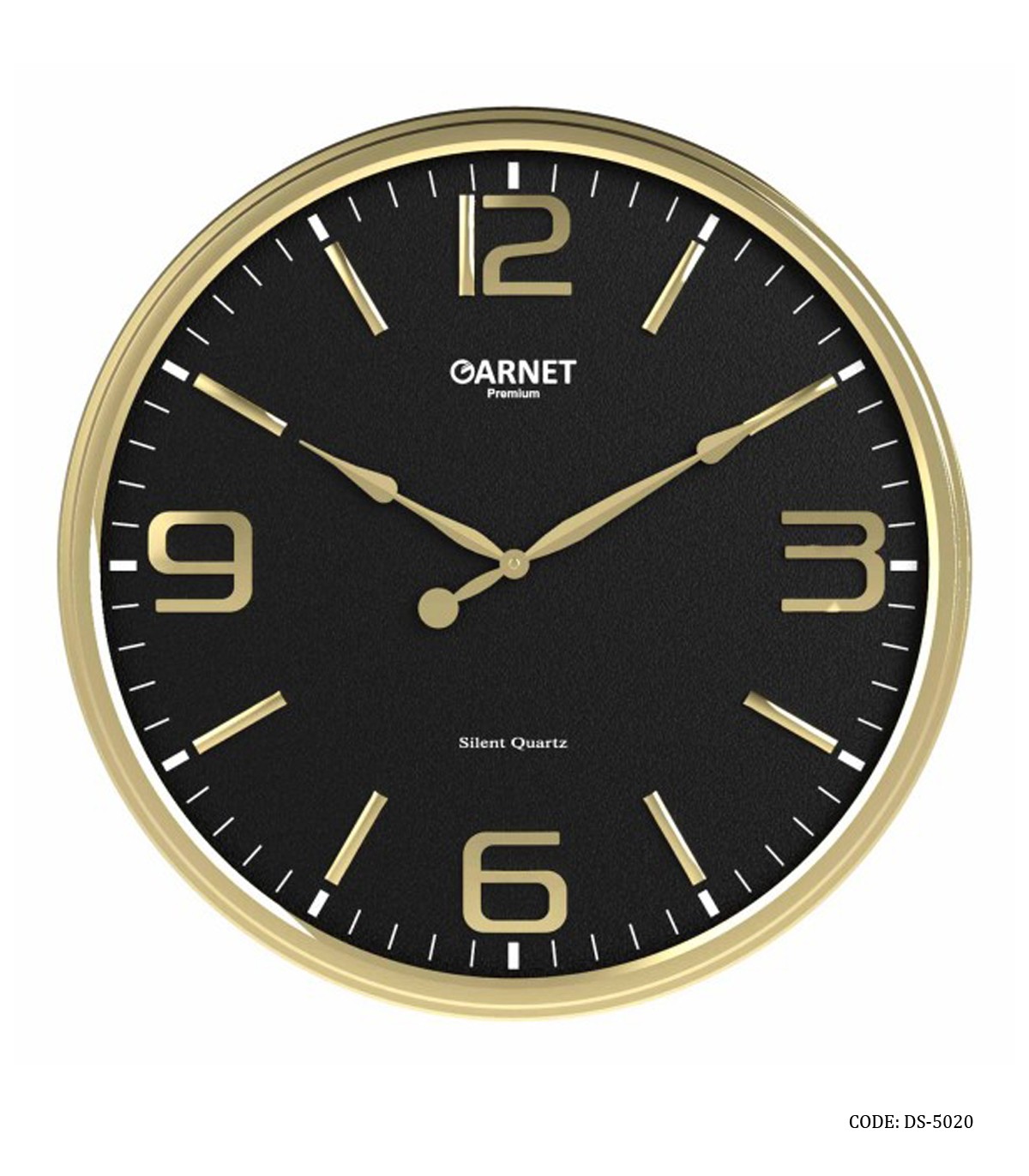 ساعت دیواری مشکی اعداد برجسته قاب پلاستیکی گارنت مدل 5021