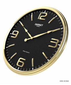 ساعت دیواری مشکی اعداد برجسته قاب پلاستیکی گارنت مدل 5021