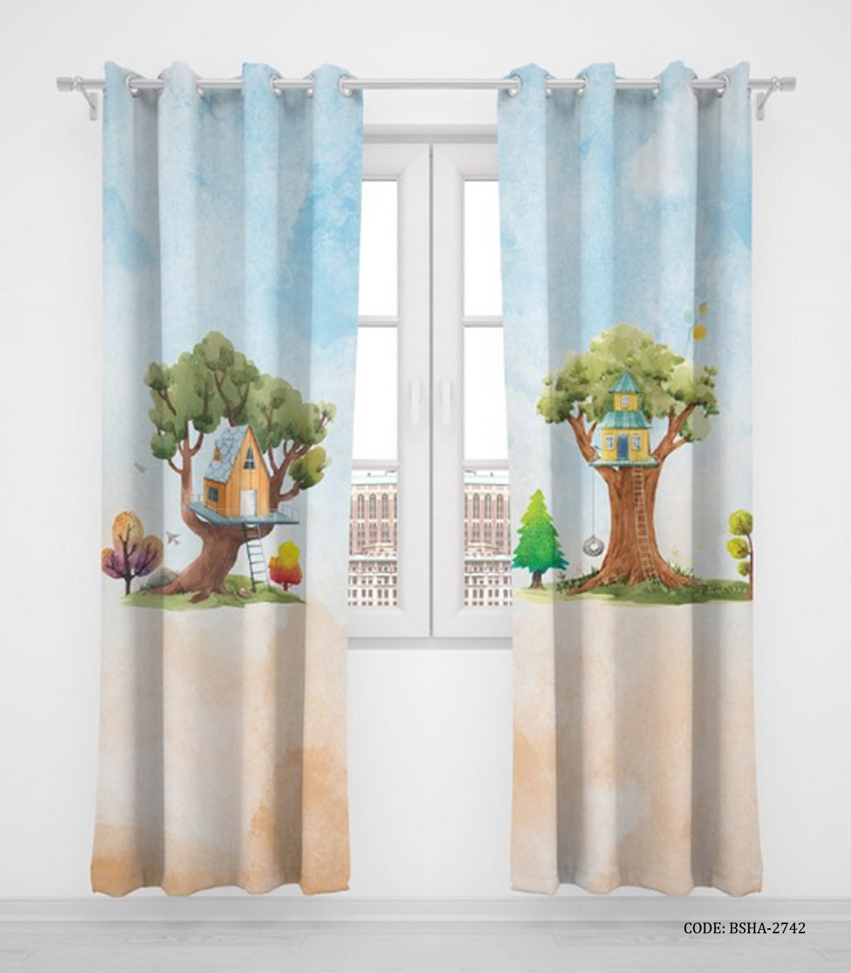 پرده پانچی کودک دو تکه اسپرت دخترانه و پسرانه مدل Tree House