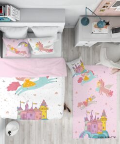 روتختی کودک دخترانه 4 تکه طرح اسب تک شاخ یونی کورن مدل Dream City