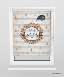 پرده زبرا اتاق پسرانه طرح فیل، گربه و شیر مدل Hello