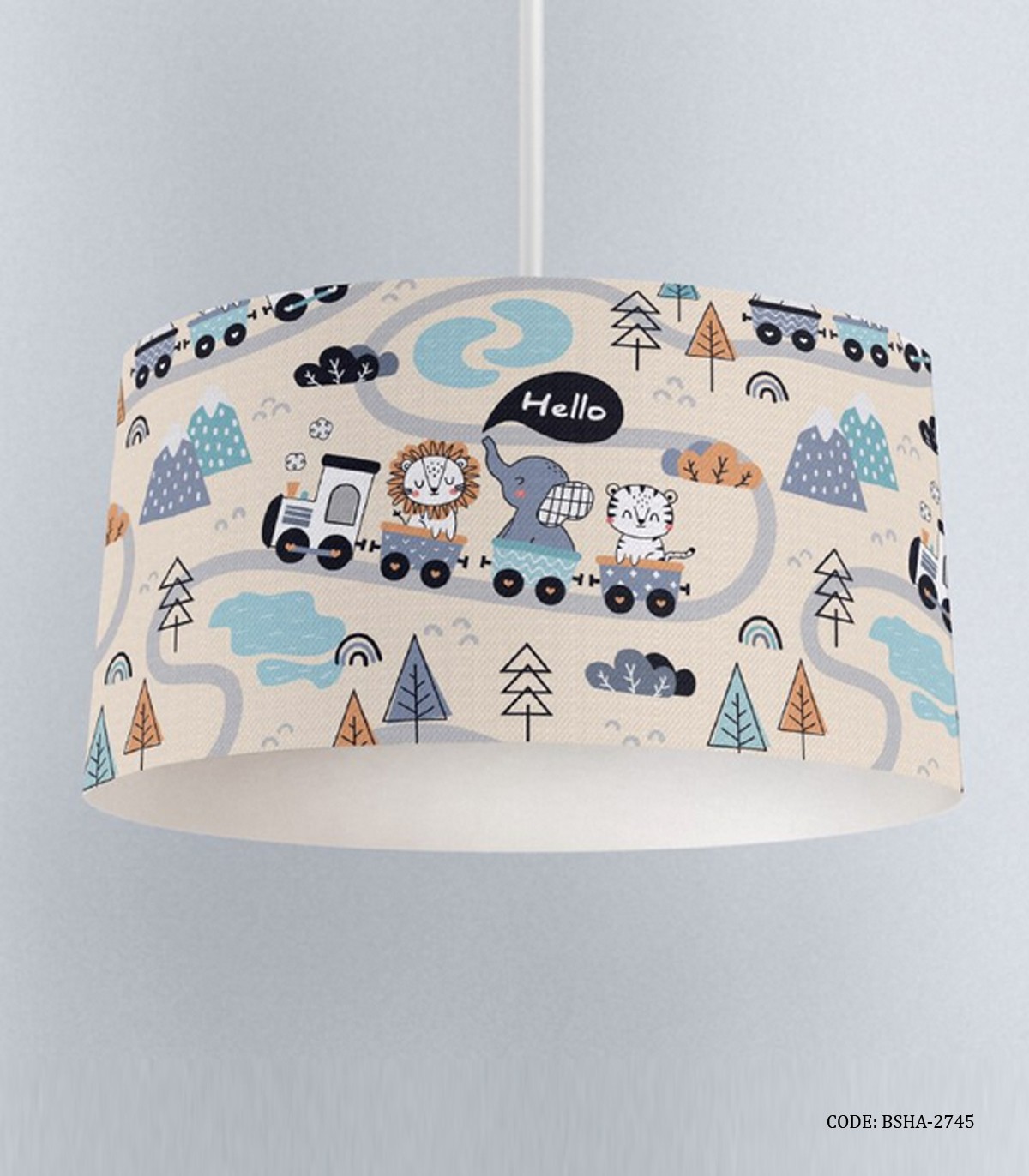 لوستر اتاق پسرانه طرح فیل، گربه و شیر مدل Hello