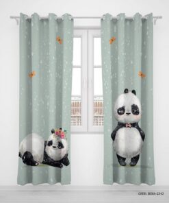 پرده پانچی کودک دو تکه پسرانه طرح پاندا مدل Cute Panda