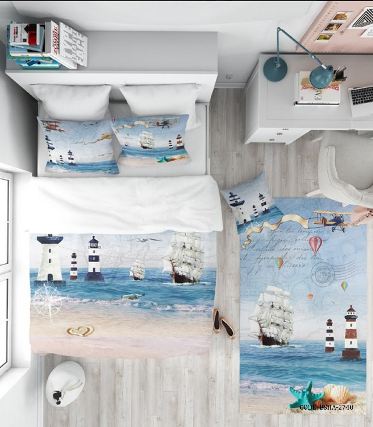 روتختی پسرانه 4 تکه تم دریایی مدل Lighthouse