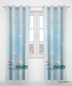 پرده پانچی دو تکه اتاق کودک پسرانه مدل فولکس آبی