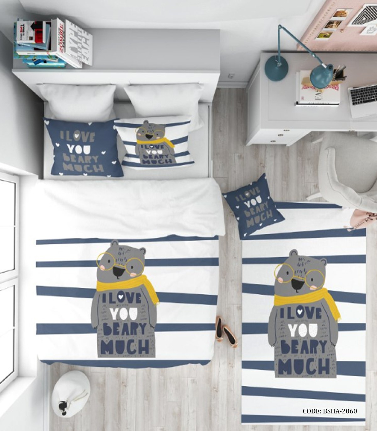 روتختی کودک پسرانه 4 تکه طرح خرس مدل Beary Much