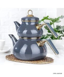 کتری و قوری لعابی ترک برند ACAR مدل آنیل طوسی