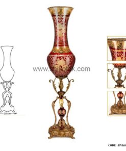 گلدان سلطنتی بلند قرمز طلایی