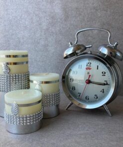 شمع آیینه ای نقره ای مدل گلبرگ مجموعه سه عددی