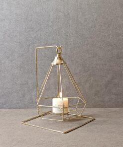 جاشمعی فلزی طلایی گژک مدل فانوسی