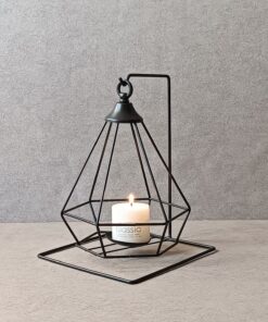 جاشمعی فلزی مشکی گژک مدل فانوسی